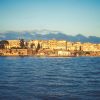 Corfu old town on the coast of the Corfu Island in the Aegean sea. Greece.