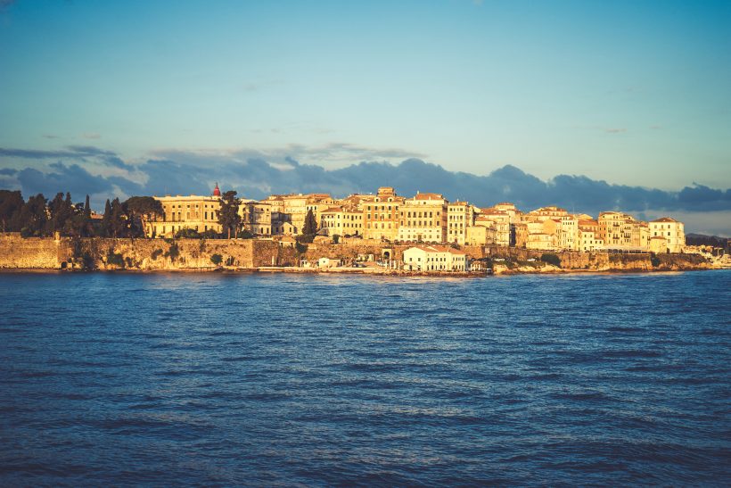 Corfu old town on the coast of the Corfu Island in the Aegean sea. Greece.